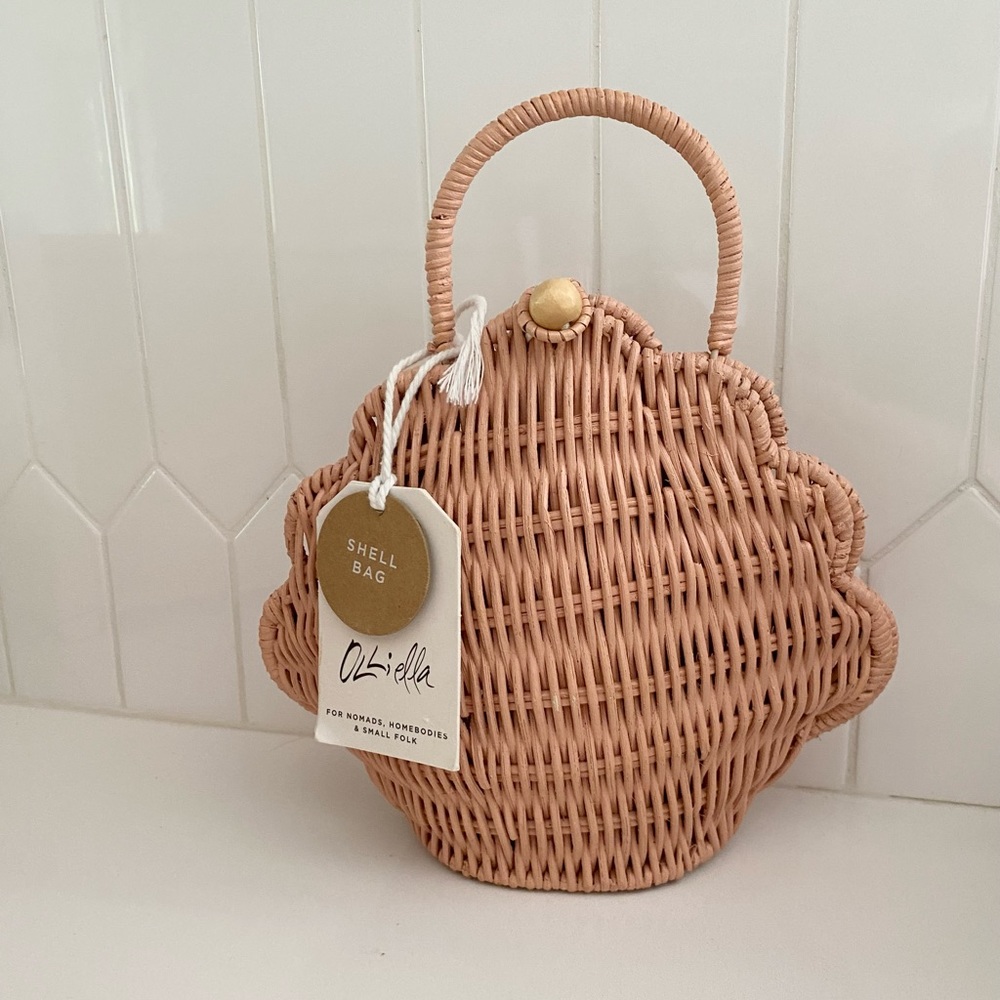 Olli Ella Shell basket bag pink NWT